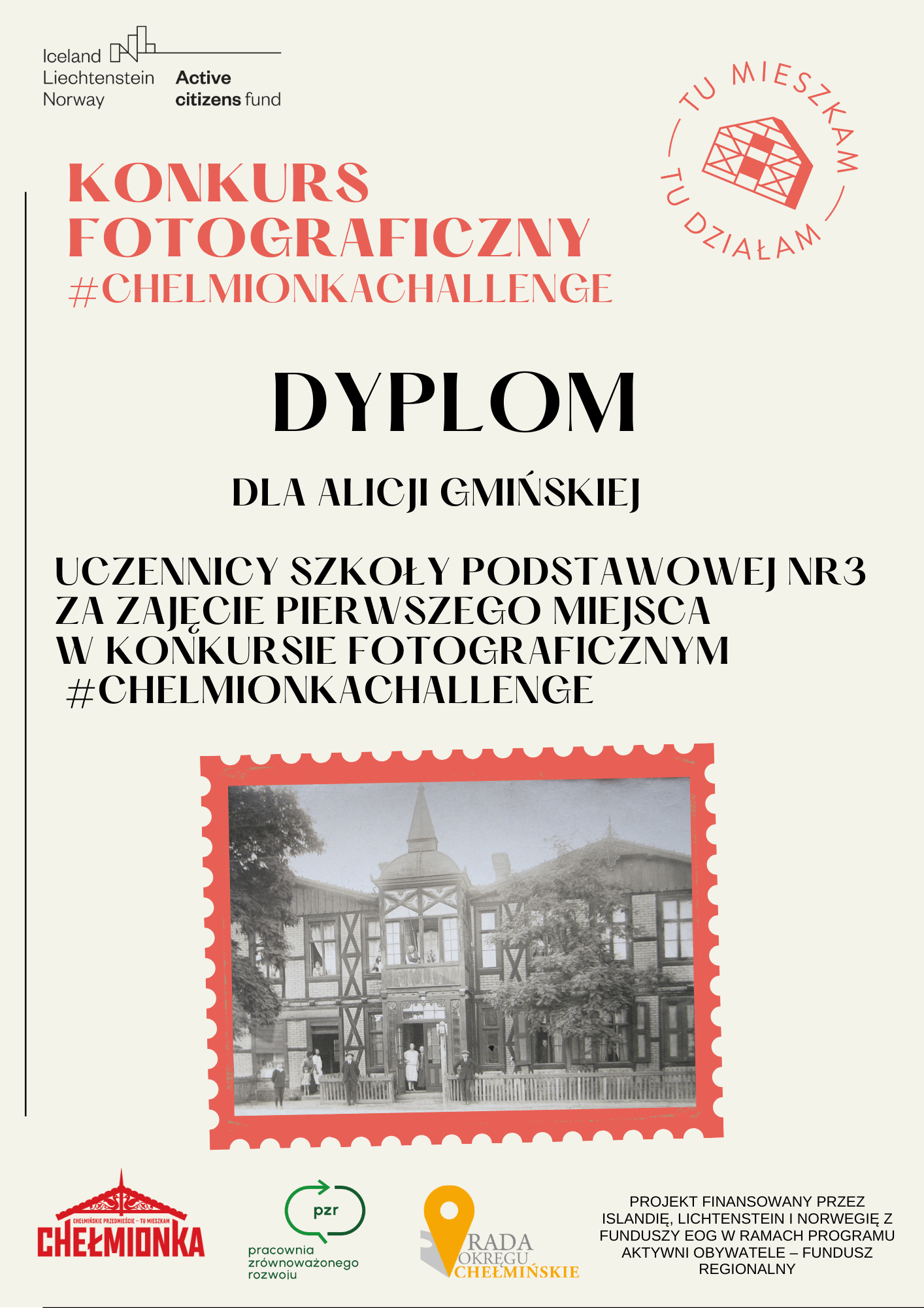 KONKURS FOTOGRAFICZNY NA CHEŁMIŃSKIM Alicja Dyplom